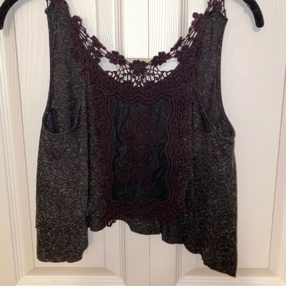 Grey/black crop tank top